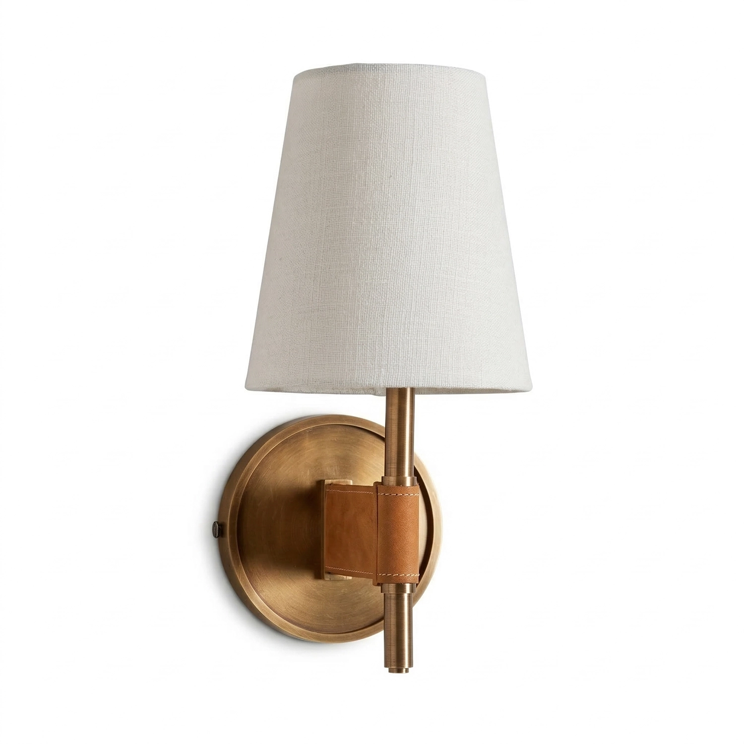 Hastings Leather Wall Lamp - Single Head Classic Fabric Shade Isolated Studio SKU | HoaiLamp