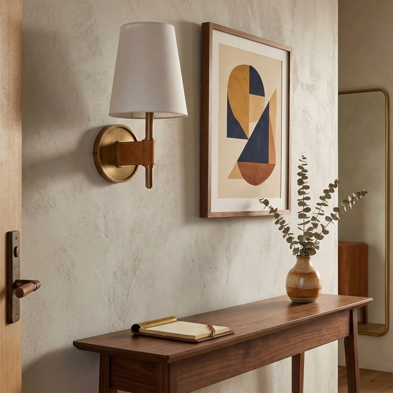 Hastings Leather Wall Lamp - Single Head Retro Mid-Century Console Table Entrance | HoaiLamp