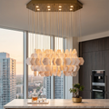 Hexagon Alabaster Tiered Rain Chandelier
