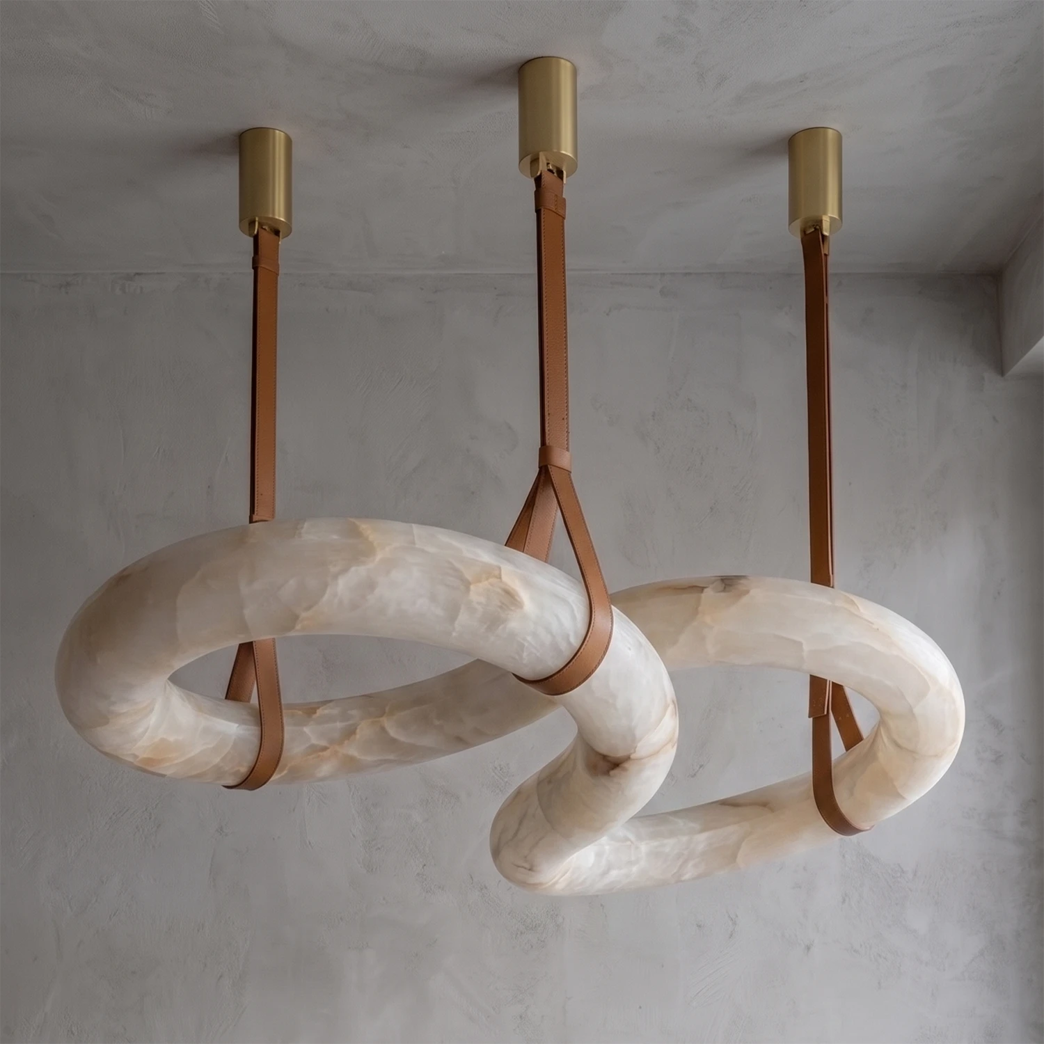 Infinity Hanging Light - Studio Grey Backdrop Interlocking Loops Unlit | HoaiLamp