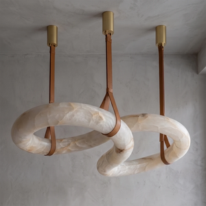 Infinity Hanging Light - Studio Grey Backdrop Interlocking Loops Unlit | HoaiLamp