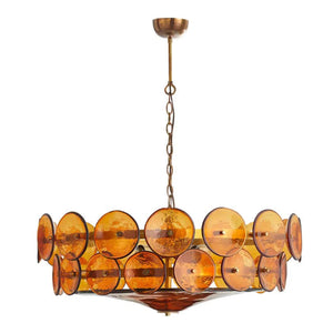Italian Murano Style Glass Disc Chandelier - Isolated Pure White Background Product Shot | HoaiLamp