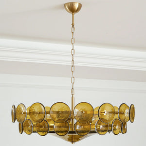 Italian Murano Style Glass Disc Chandelier - White Ceiling Crown Molding Olive Green | HoaiLamp