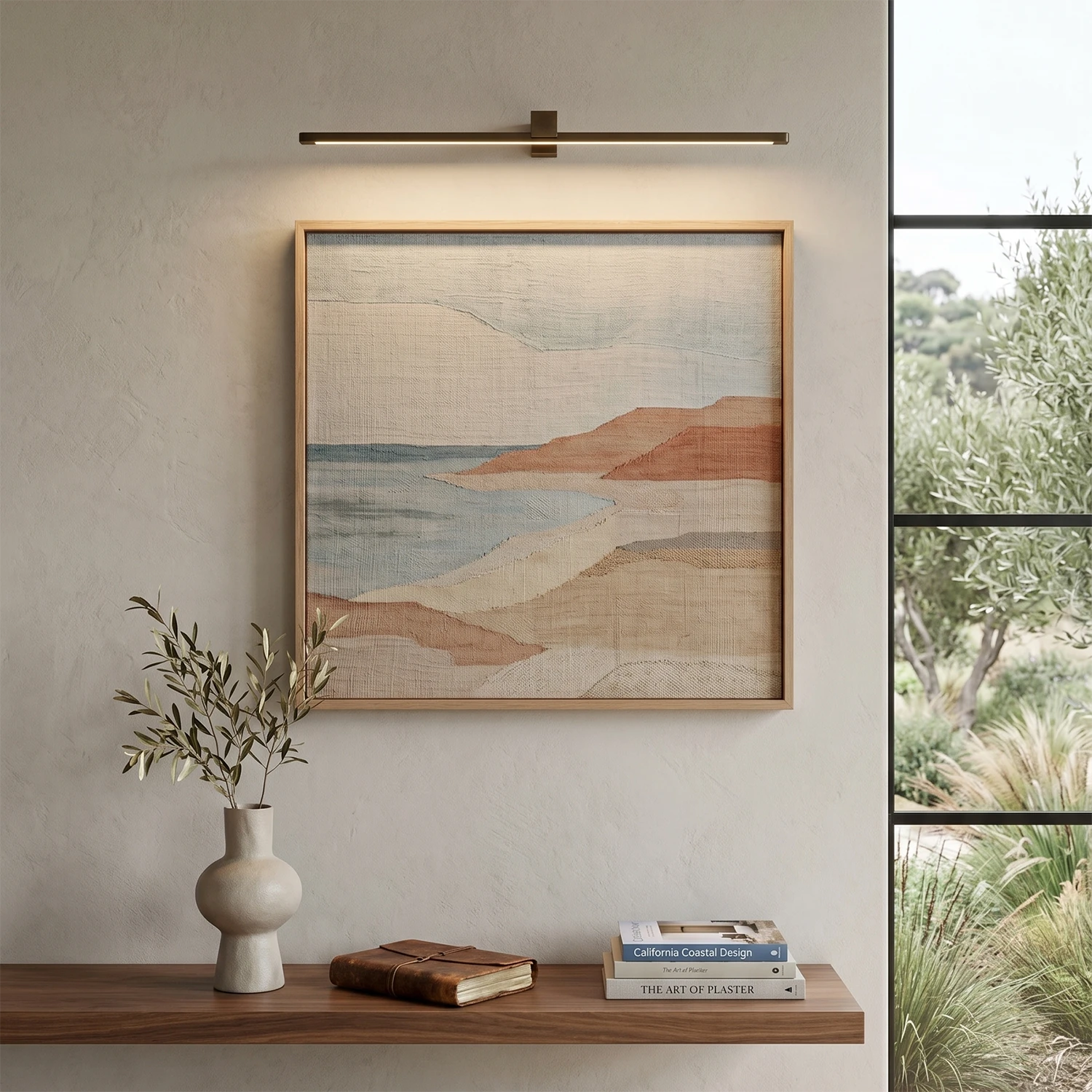 Kivana-Brass-Linear-LED-Wall-Sconce-Coastal-Art-Highlight-Picture-Light | HoaiLamp