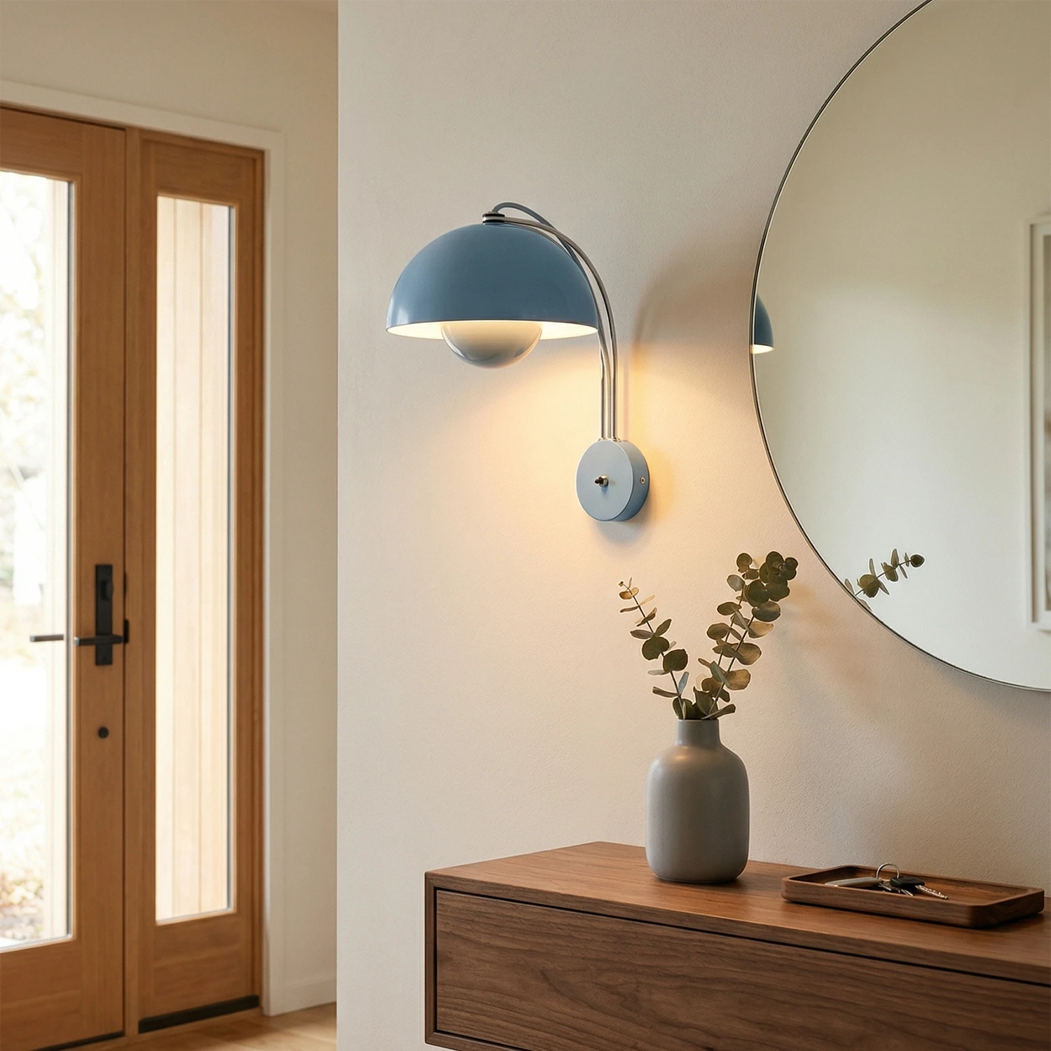 Flower Bud Wall Lamp - Sky Blue Minimalist Entryway Wall Sconce | HoaiLamp