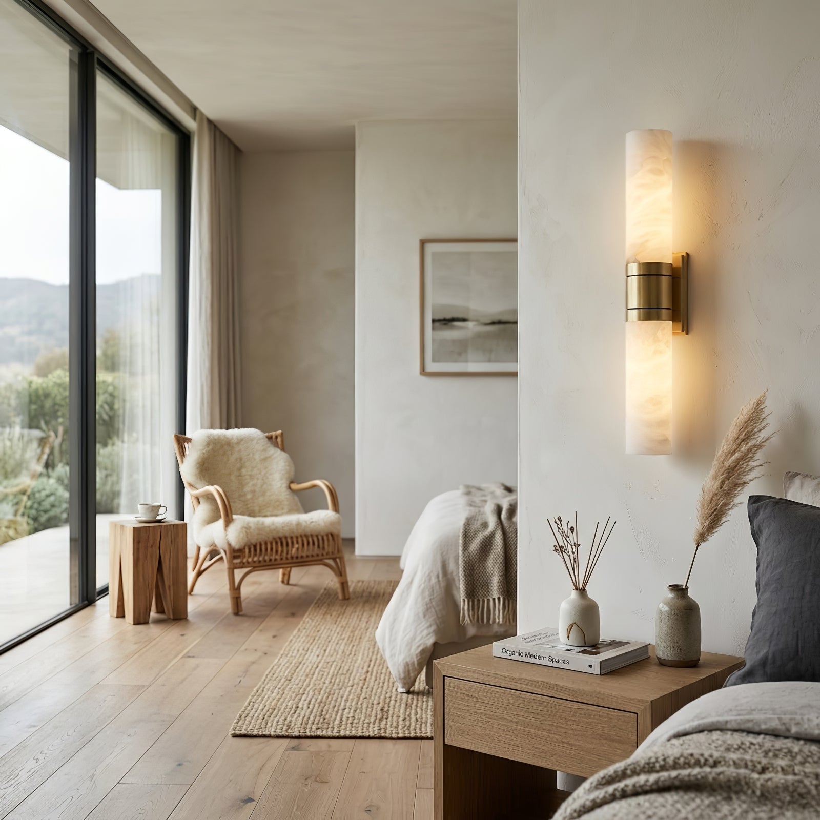 Linear Alabaster Dual Cylinder Light - Cozy Reading Nook Corner Atmospheric Lighting | HoaiLamp