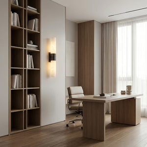 Linear Alabaster Dual Cylinder Light - Home Office Studio Bookcase Task Lighting | HoaiLamp