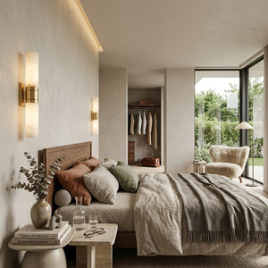 Linear Alabaster Dual Cylinder Light - Wabi-Sabi Cream Style Bedroom Aesthetic Light | HoaiLamp