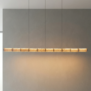 Linear Alabaster LED Chandelier - Plaster Textured Wall Minimalist Ambient Light | HoaiLamp