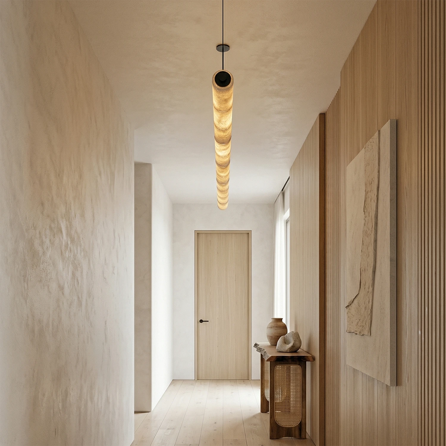 Linear Alabaster LED Chandelier - Minimalist Hallway Pathway Guide Light | HoaiLamp