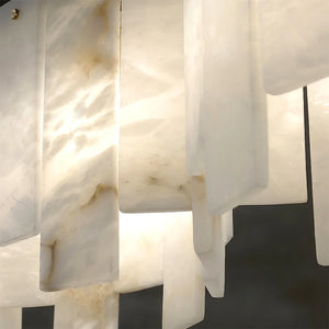 Linear Alabaster Panel Pendant Lamp-Bar Linear Chandelier - Macro Backlit Translucent Alabaster Panel Texture Detail | HoaiLamp