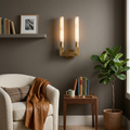 Linear Cylindrical Alabaster Wall Sconce