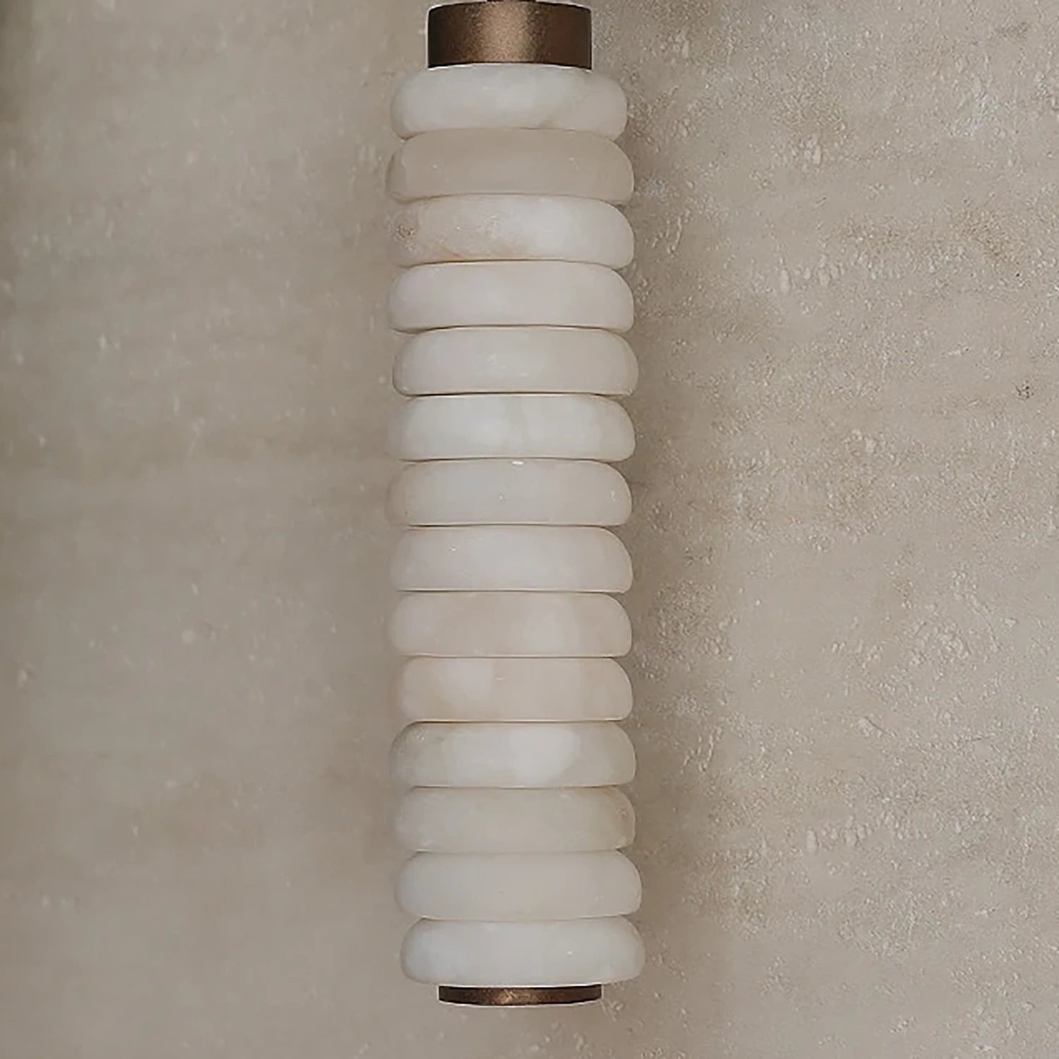 Spiral Alabaster Wall Lamp - Art Deco Brass Profile | HoaiLamp Natural Stone Texture Off-State View