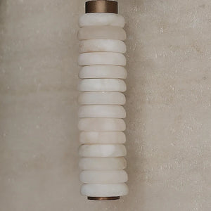 Spiral Alabaster Wall Lamp - Art Deco Brass Profile | HoaiLamp Natural Stone Texture Off-State View