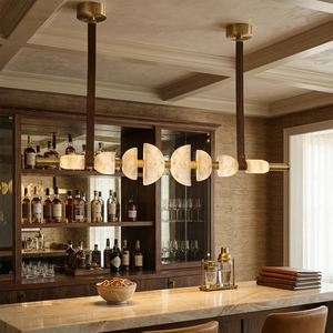 Lumina Alabaster Linear Chandelier - Luxury Home Bar & Lounge Ambiance | HoaiLamp