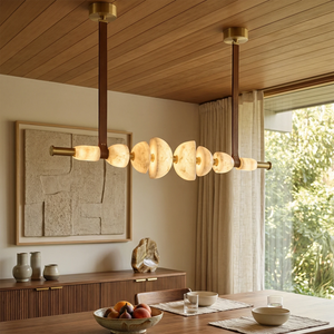 Lumina Alabaster Linear Chandelier - Warm Wood & Earthy Tones Harmony | HoaiLamp