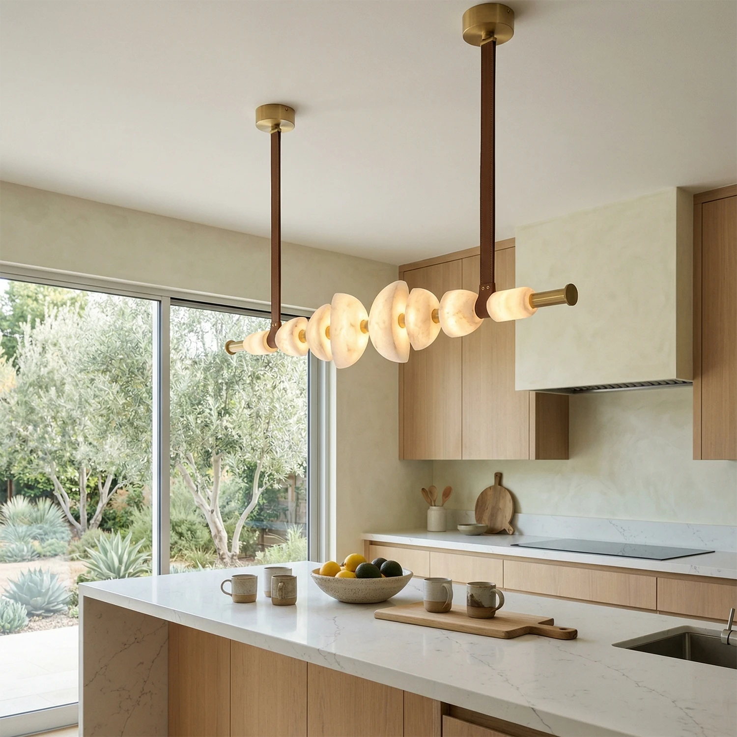 Lumina Alabaster Linear Chandelier - Seamless Open-Concept Integration | HoaiLamp