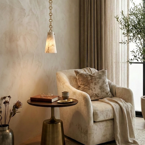 Luminous Conical Alabaster Chandelier - Cozy Reading Armchair Accent Light | HoaiLamp
