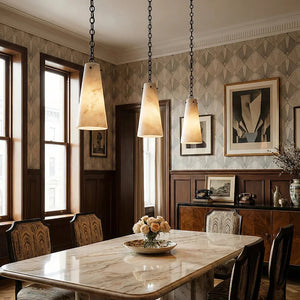 Luminous Conical Alabaster Chandelier - Formal Classical Dining Area Statement | HoaiLamp