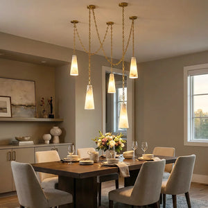 Luminous Conical Alabaster Chandelier - Formal Dining Table Multi-Light | HoaiLamp