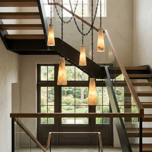 Luminous Conical Alabaster Chandelier - Grand Staircase Hallway Cascade | HoaiLamp
