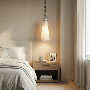 Luminous Conical Alabaster Chandelier - Contemporary Master Suite Bedside Sconce | HoaiLamp