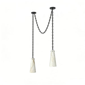 Luminous Conical Alabaster Chandelier - Studio 2-Light Black Cord Swag | HoaiLamp