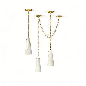 Luminous Conical Alabaster Chandelier - Studio 3-Light Gold Chain Specification | HoaiLamp