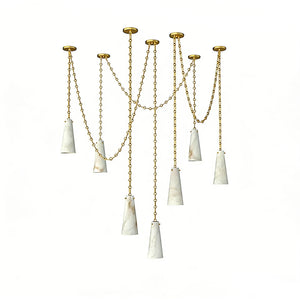 Luminous Conical Alabaster Chandelier - Studio Grand Cascading Cluster Gold | HoaiLamp
