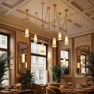 Luminous Conical Alabaster Chandelier - Traditional Mansion Parlor Centerpiece | HoaiLamp