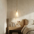 Luminous Conical Alabaster Chandelier - Wabi-Sabi Bedside Single Pendant | HoaiLamp