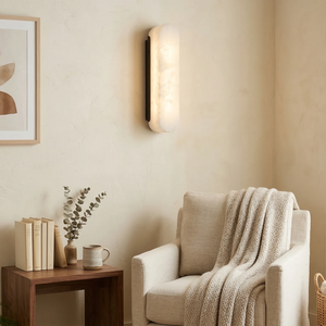 Luxury Alabaster Vertical Wall Lamp - Elegant Reading Chair Corner Illumination | HoaiLamp
