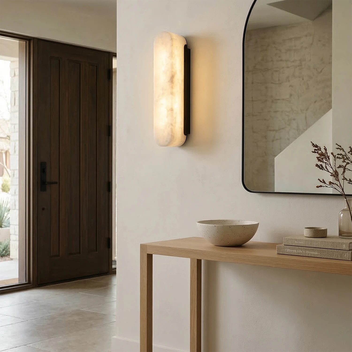 Luxury Alabaster Vertical Wall Lamp - Entryway Console Table Decorative Accent | HoaiLamp