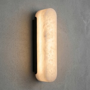 Luxury Alabaster Vertical Wall Lamp - Minimalist Concrete Wall Texture Showcase | HoaiLamp