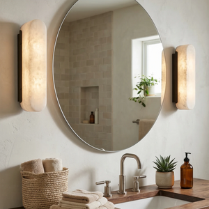 Luxury Alabaster Vertical Wall Lamp - Modern Bathroom Mirror Side Symmetrical Lighting | HoaiLamp