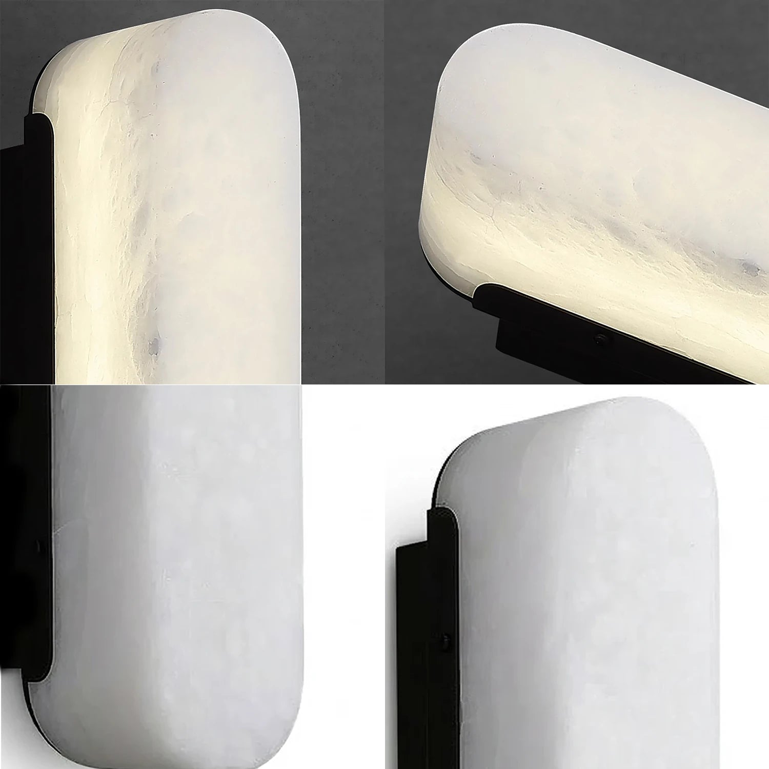 Luxury Alabaster Vertical Wall Lamp - Multi-Angle Close-Up Craftsmanship Details | HoaiLamp
