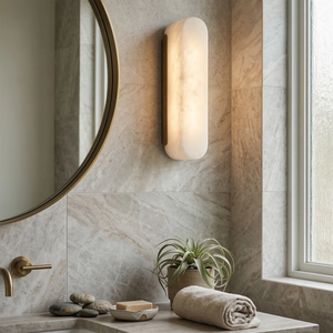 Luxury Alabaster Vertical Wall Lamp - Wabi-Sabi Vanity Mirror Soft Side Light | HoaiLamp