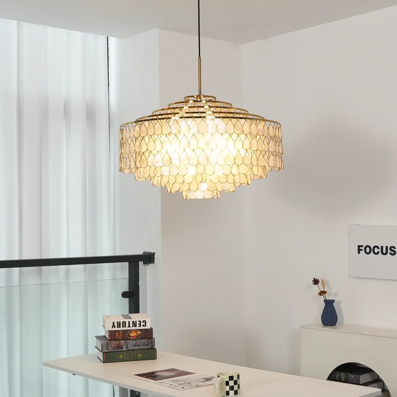 Luxury Capiz Shell Tiered Chandelier