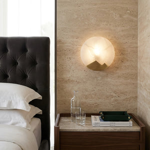 Luxury Copper Moon Alabaster Sconce - Contemporary Bedside Accent Light | HoaiLamp