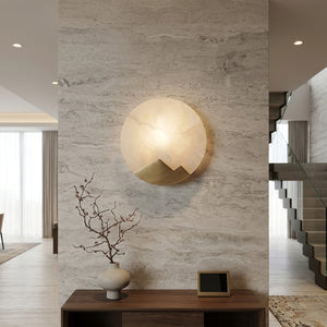 Luxury Copper Moon Alabaster Sconce - Refined Marble Entryway Vignette | HoaiLamp