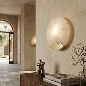 Luxury Copper Moon Alabaster Sconce - Stately Courtyard Corridor Feature | HoaiLamp