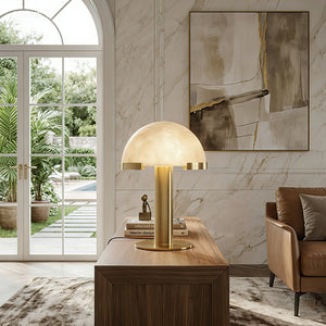 Melange Alabaster Dome Table Lamp - Bright Sitting Room Sideboard | HoaiLamp
