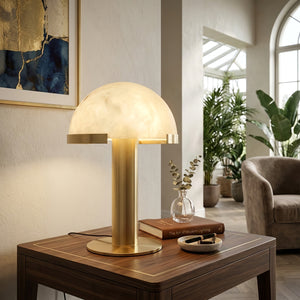 Melange Alabaster Dome Table Lamp - Elegant Sunroom Lounge Table | HoaiLamp