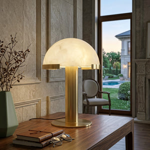 Melange Alabaster Dome Table Lamp - Refined Console Table Backdrop | HoaiLamp