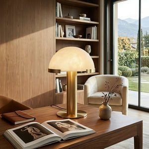 Melange Alabaster Dome Table Lamp - Scandinavian Living Room Coffee Table | HoaiLamp