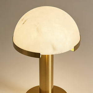 Melange Alabaster Dome Table Lamp - Translucent Stone Texture Brushed Brass | HoaiLamp