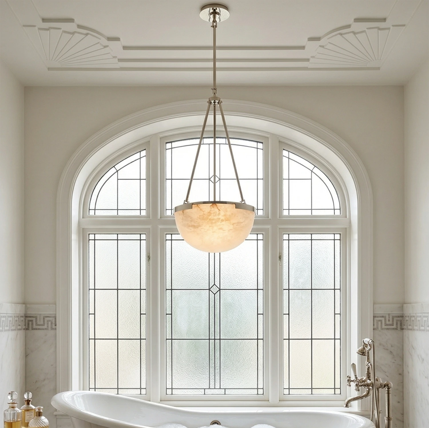 Melangee Alabaster Dome Pendant - Elegant Bath Feature | HoaiLamp