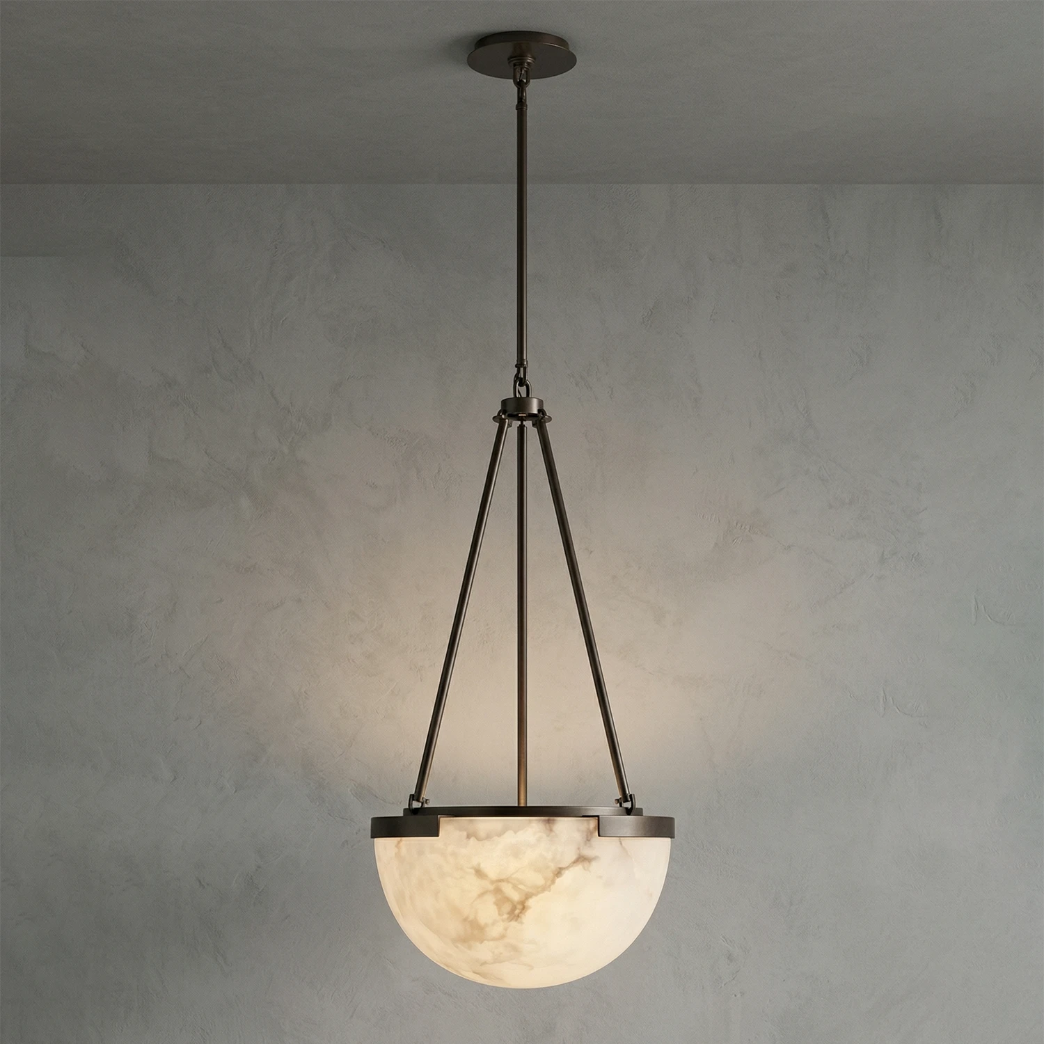 Melangee Alabaster Dome Pendant - Bronze Texture Contrast | HoaiLamp