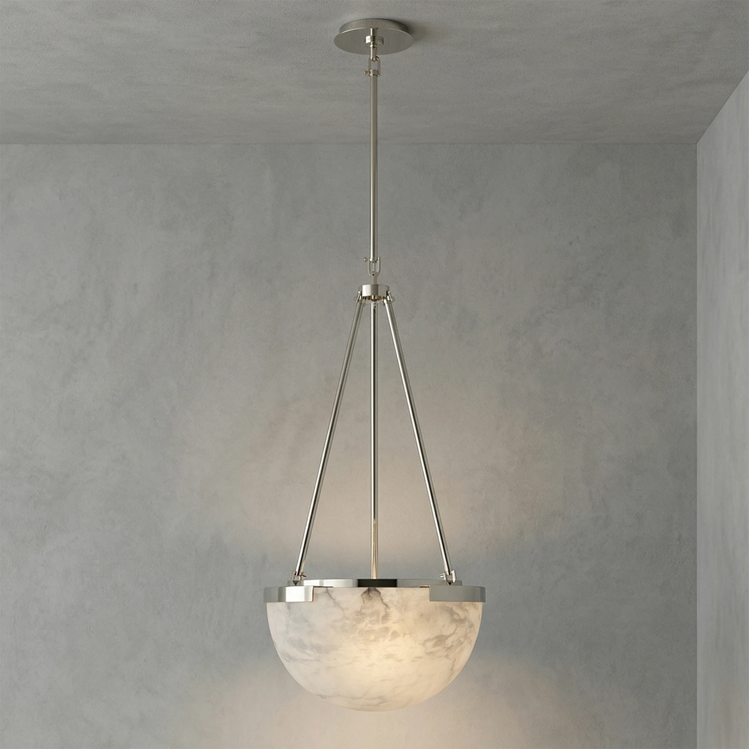 Melangee Alabaster Dome Pendant - Cool Toned Sophistication | HoaiLamp