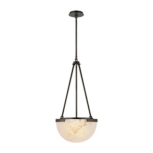 Melangee Alabaster Dome Pendant - Bronze Industrial Chic | HoaiLamp